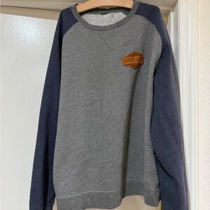 Lucky Llama  Men's Gray and Navy Crewneck Sweater. Fits like a medium